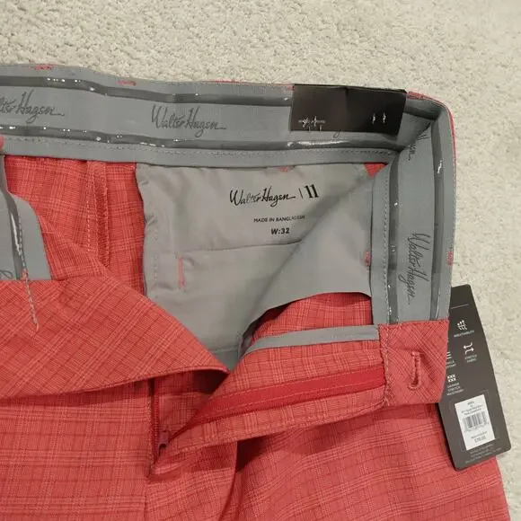 NWT Walter Hagen Mens Perfect 11 Golf Tonal Plaid Shorts Dark Coral Size 32 - Picture 5 of 10